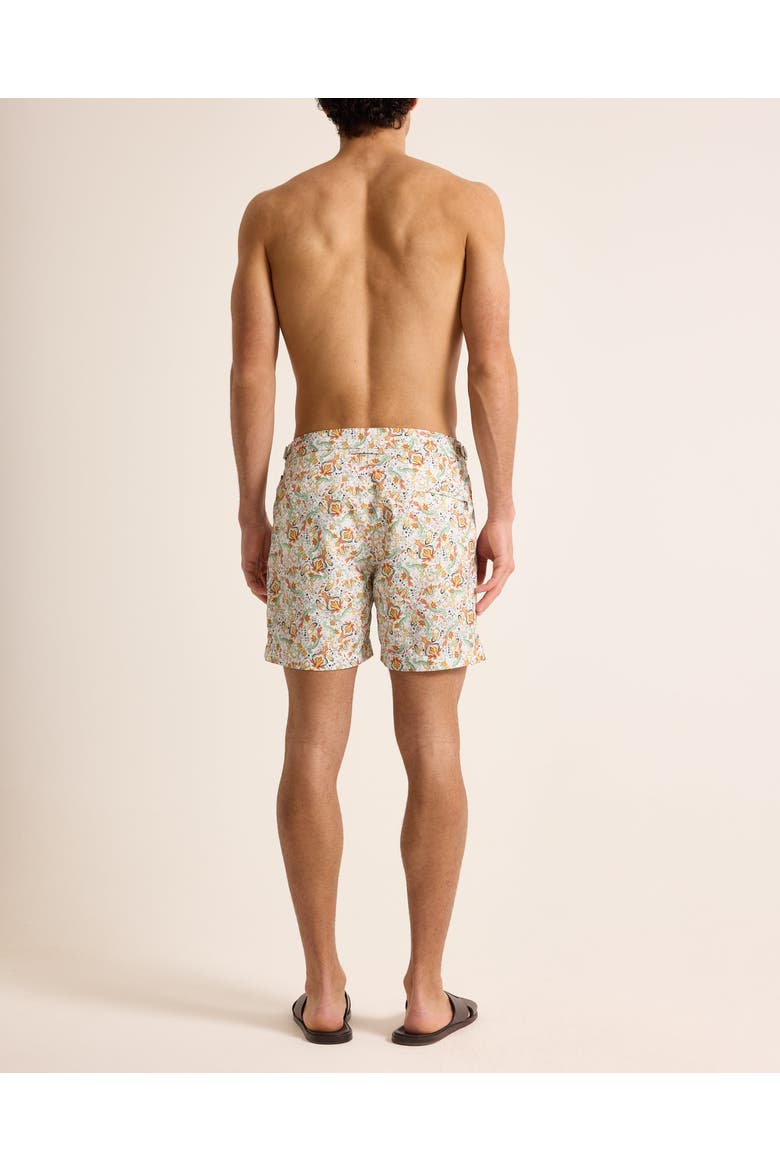 Bulldog Mid-Length Classic Fit Swim Shorts With Fairground Print, Alternate, color, MULTI/VERMILLION