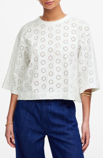 (取寄) メイドウェル レディース ボクシー ワイド スリーブ エンブロイダー エディション Madewell women Boxy Wide Sleeve Embroidered Edition White Madewell Embroidered Boxy T-Shirt | Nordstrom