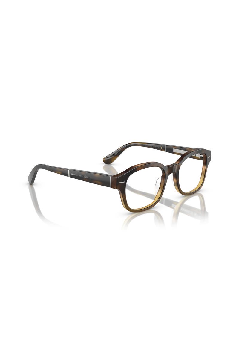 Brunello Cucinelli 53mm Rectangle optical glasses, Alternate, color, Tortoise
