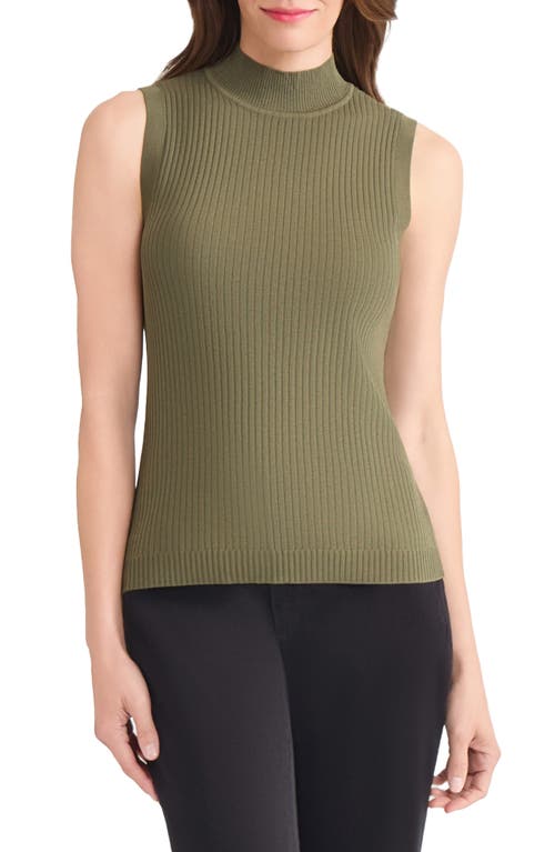 Jones New York Rib Sleeveless Turtleneck Sweater In Green
