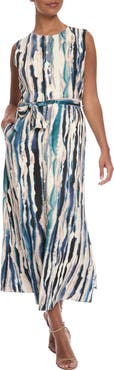 Maggy London Tie Dye Stripe Sleeveless Dress