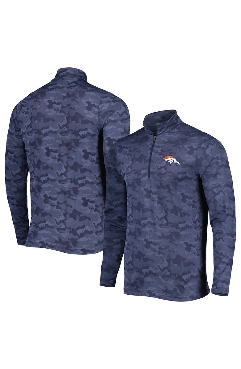 ANTIGUA Men's Antigua Navy Denver Broncos Brigade Quarter-Zip Sweatshirt, Main, color, Navy