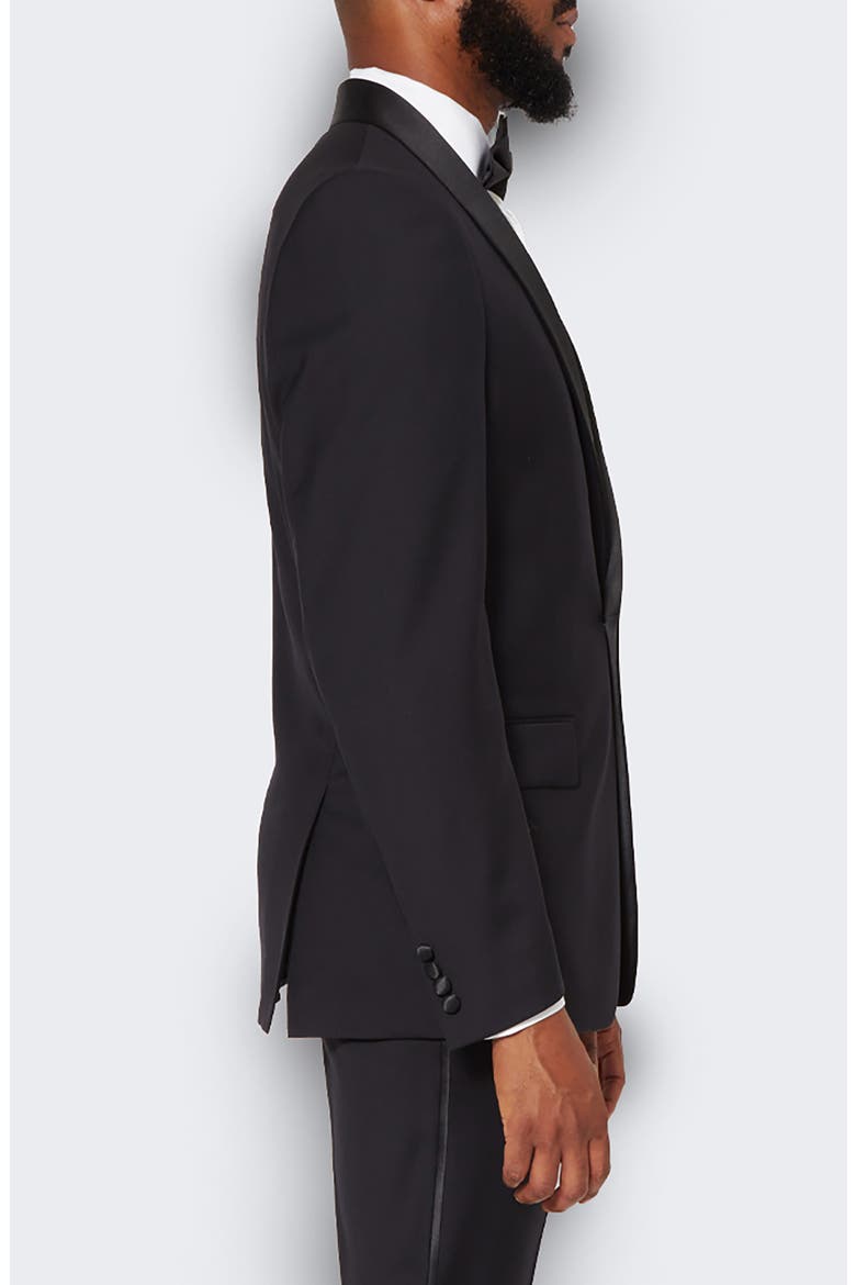 Shawl Lapel Solid Wool Dinner Jacket, Alternate, color, BLACK
