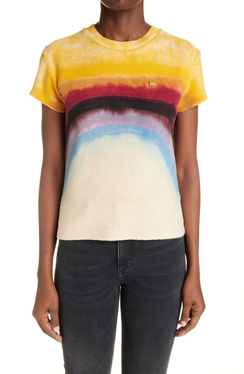 Acne Studios Unisex Emmbar Rainbow Organic Cotton Fleece T-Shirt, Main, color, 