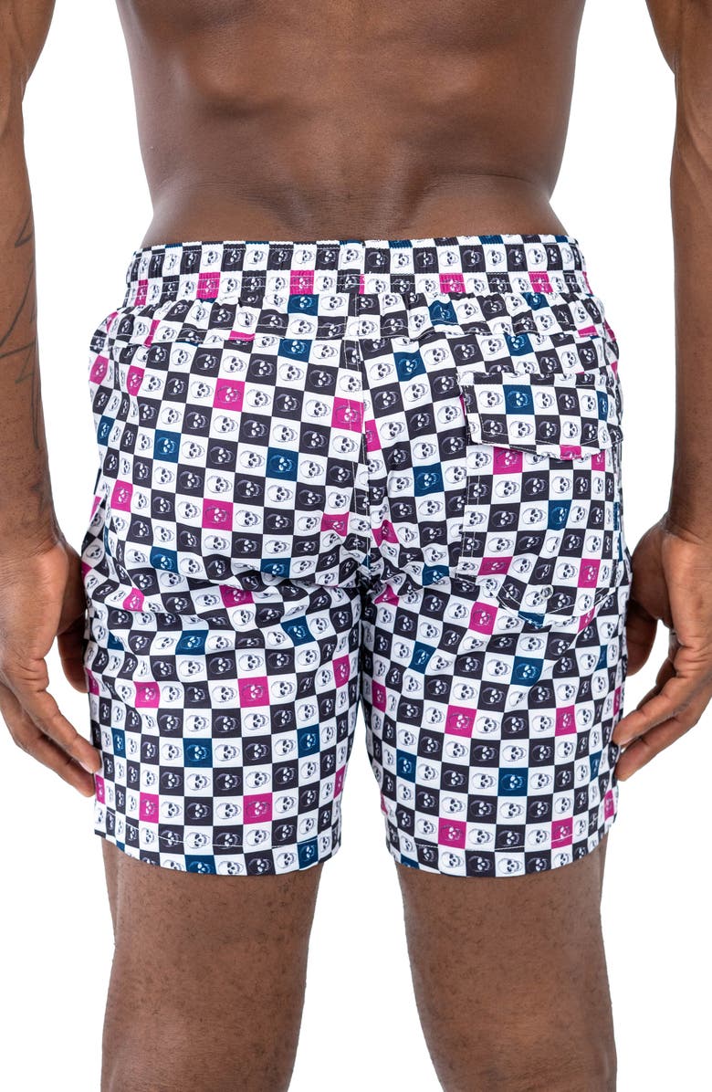 Maceoo Swim Lion Shades Skull Swim Trunks, Alternate, color, White