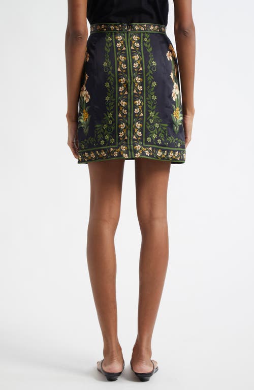 Farm Rio Flowers Arch Wrap Front Linen Miniskirt In Black