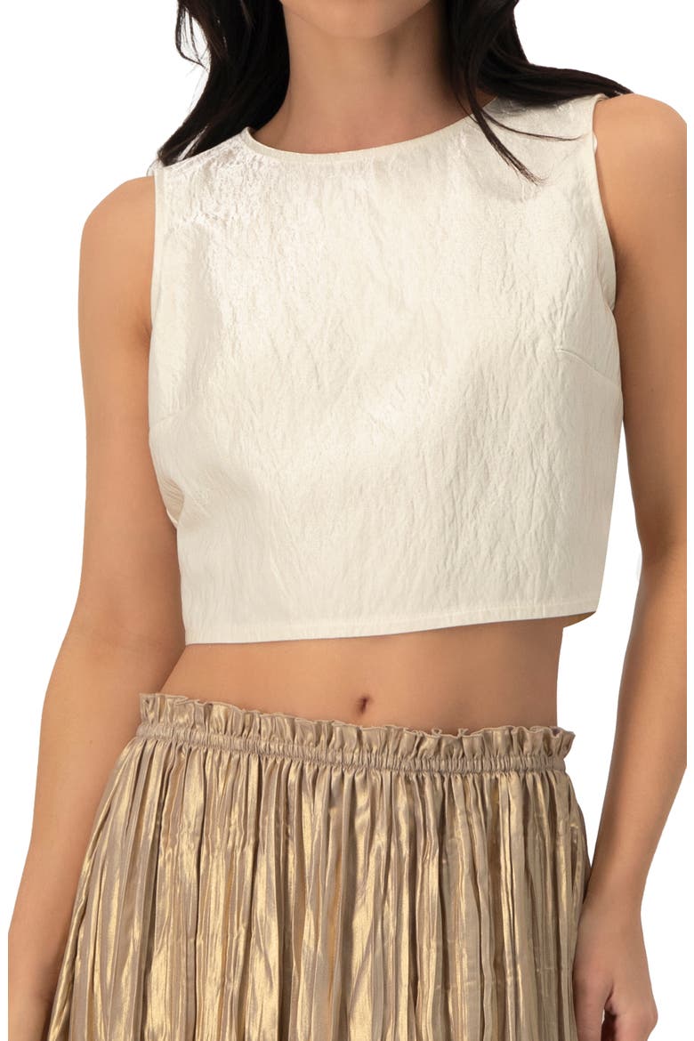 Cropped Sleeveless Top with Back Zip, Alternate, color, Natural