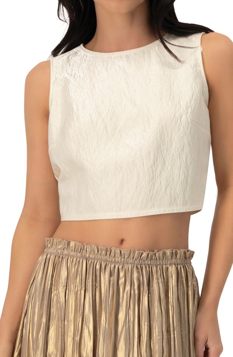 IVONNE Cropped Sleeveless Top with Back Zip, Alternate, color, Natural