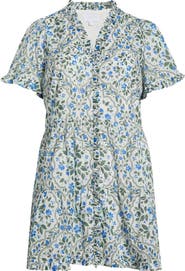 SUGARLIPS Kara Hilo Floral Tile Print Cotton Shift Dress
