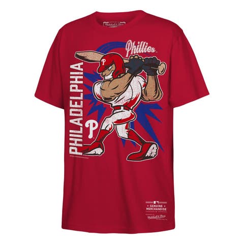 Youth Mitchell & Ness Red Philadelphia Phillies Distressed Torpedo Launch T-Shirt