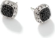 John Hardy Carved Chain Stud Earrings, Sterling Silver, Black Sapphire