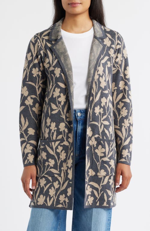 Hatley Floral Vines Jacquard Open Front Cardigan In Green