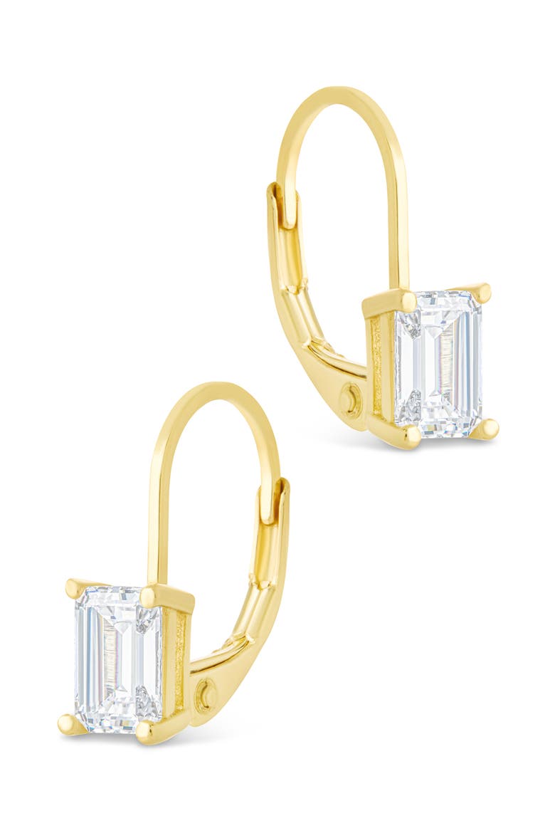 Emerald Cut Cubic Zirconia Lever-Back Earrings, Alternate, color, GOLD