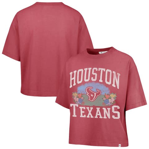 Women's '47  Light Red Houston Texans Florentina Montauk Cropped T-Shirt