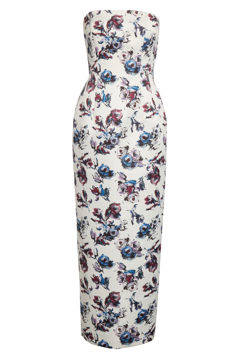 Laelia Floral Strapless Gown, Alternate, color, FLORAL PURPLE/BLUE ON IVORY