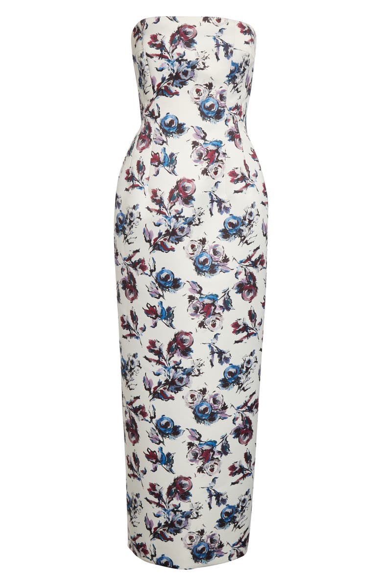 Emilia Wickstead Laelia Floral Strapless Gown, Alternate, color, Floral Purple/Blue On Ivory
