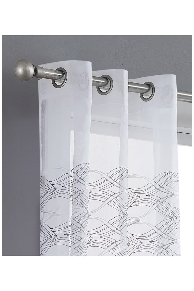 Set of 2 Print Sheer Curtain Panels, Alternate, color, SILVER WHITE