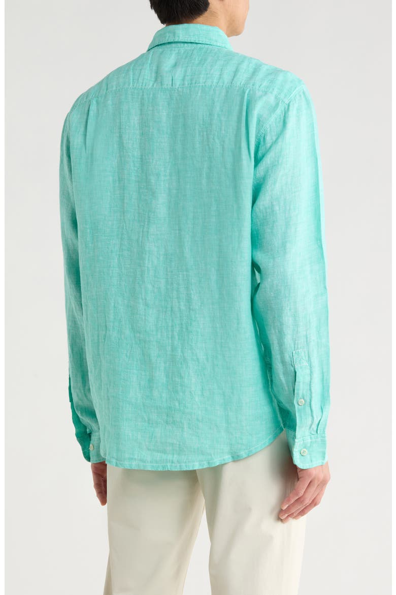 Bali Breeze Linen Button-Up Shirt, Alternate, color, KOHALA TEAL