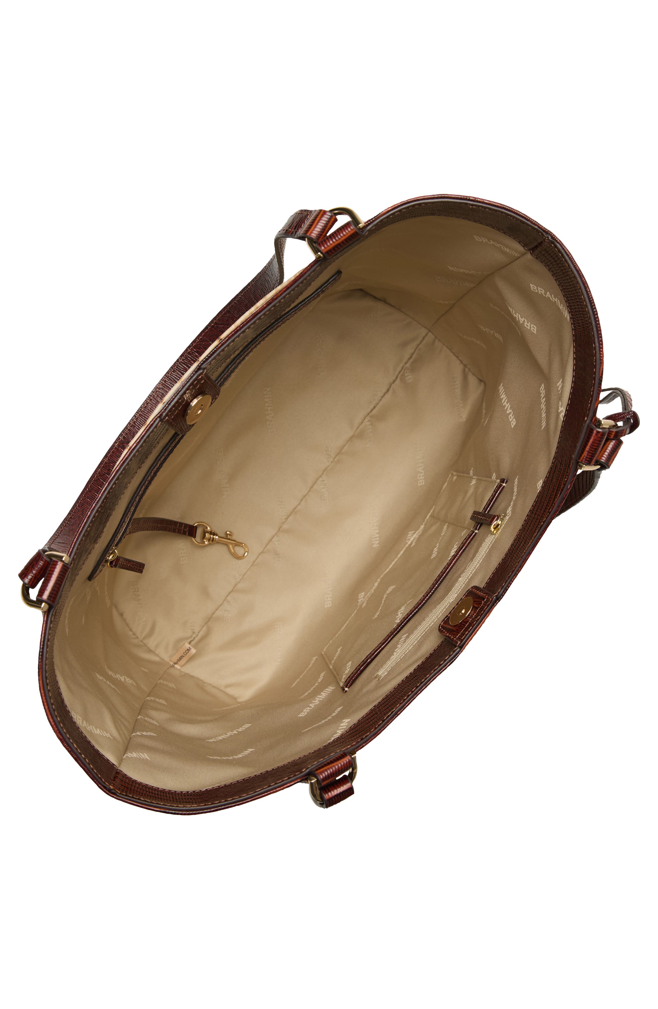 Brahmin Aliza Floral Appliqué Croc Embossed Leather Tote, Alternate, color, 