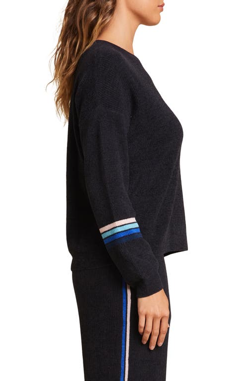 Barefoot Dreams Cozychic® Ultra Lite® Stripe Pullover In Black Multi