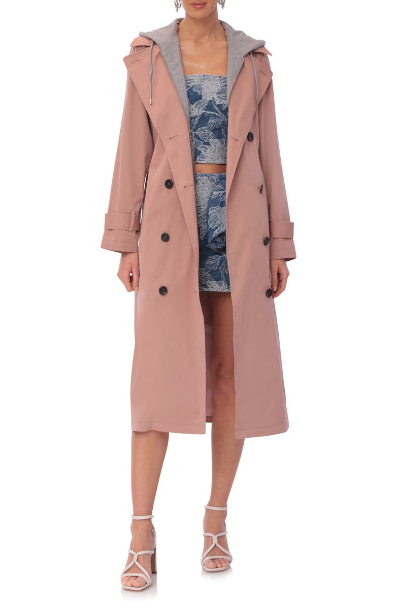Avec Les Filles Double Breasted Hoodie Trench Coat, Alternate, color,