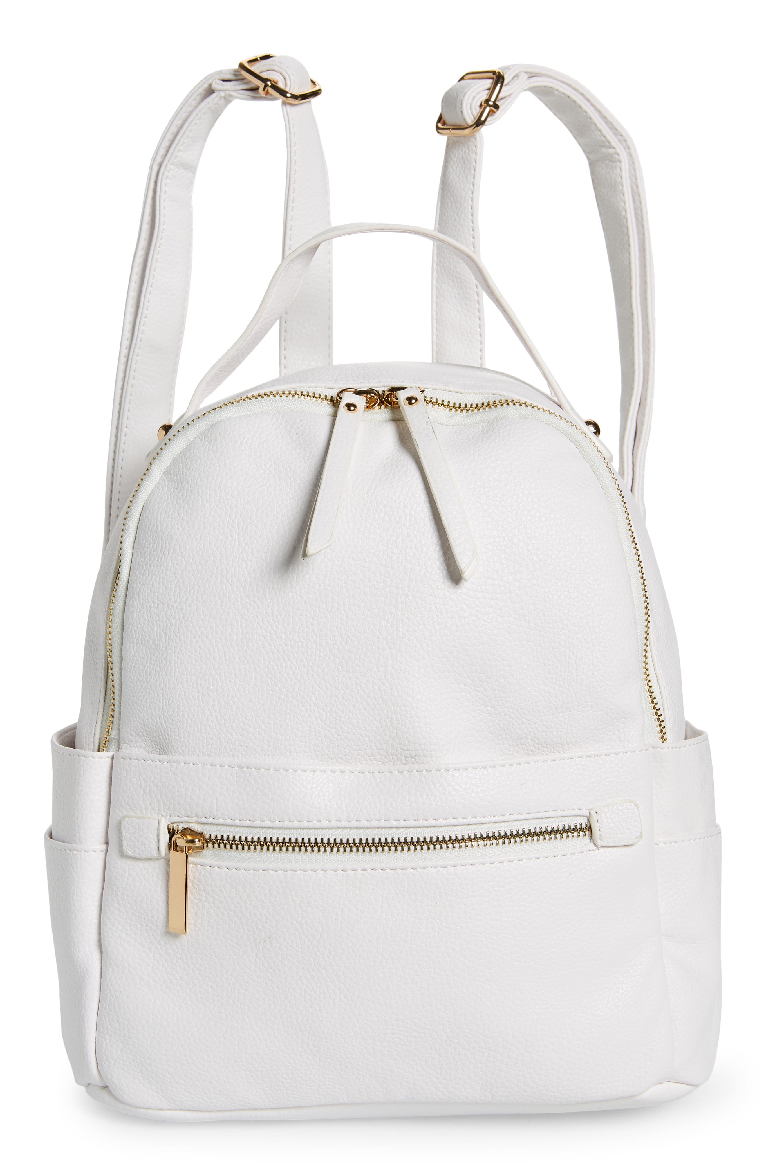 Isabella Vegan Leather Organizational Backpack, Main, color, WHITE