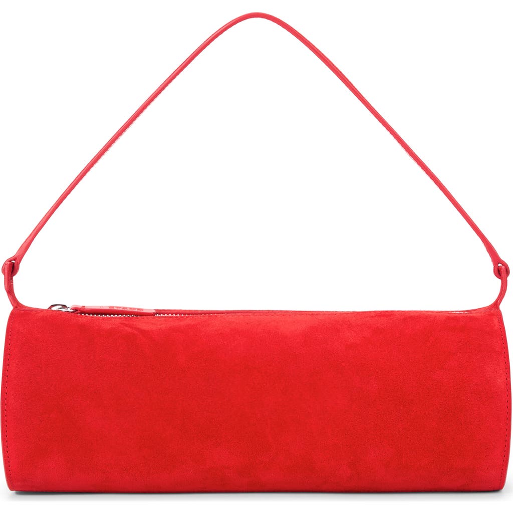Staud Mini Taru Suede Shoulder Bag In Red Rose