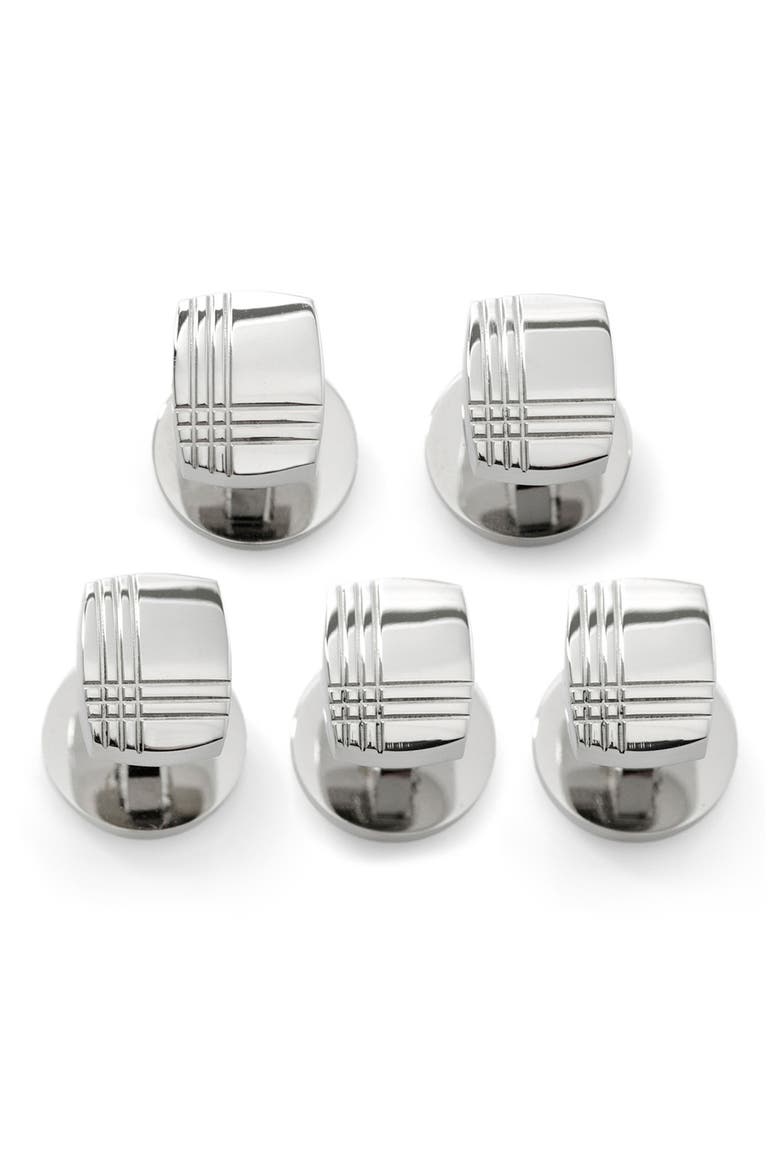Tartan Shirt Studs, Main, color, SILVER