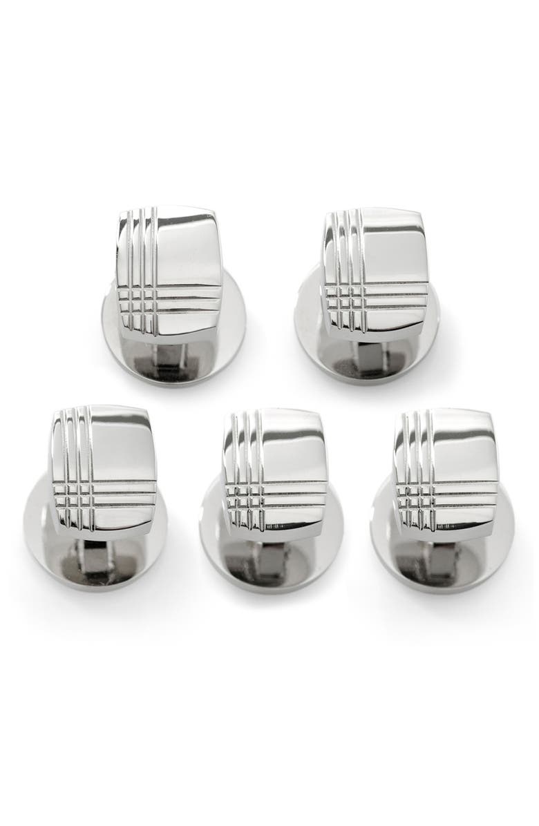 Cufflinks, Inc. Tartan Shirt Studs, Main, color, Silver