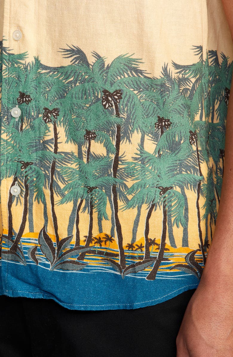 RVCA Wasted Palms Short Sleeve Linen Blend Button-Up Camp Shirt, Alternate, color, 