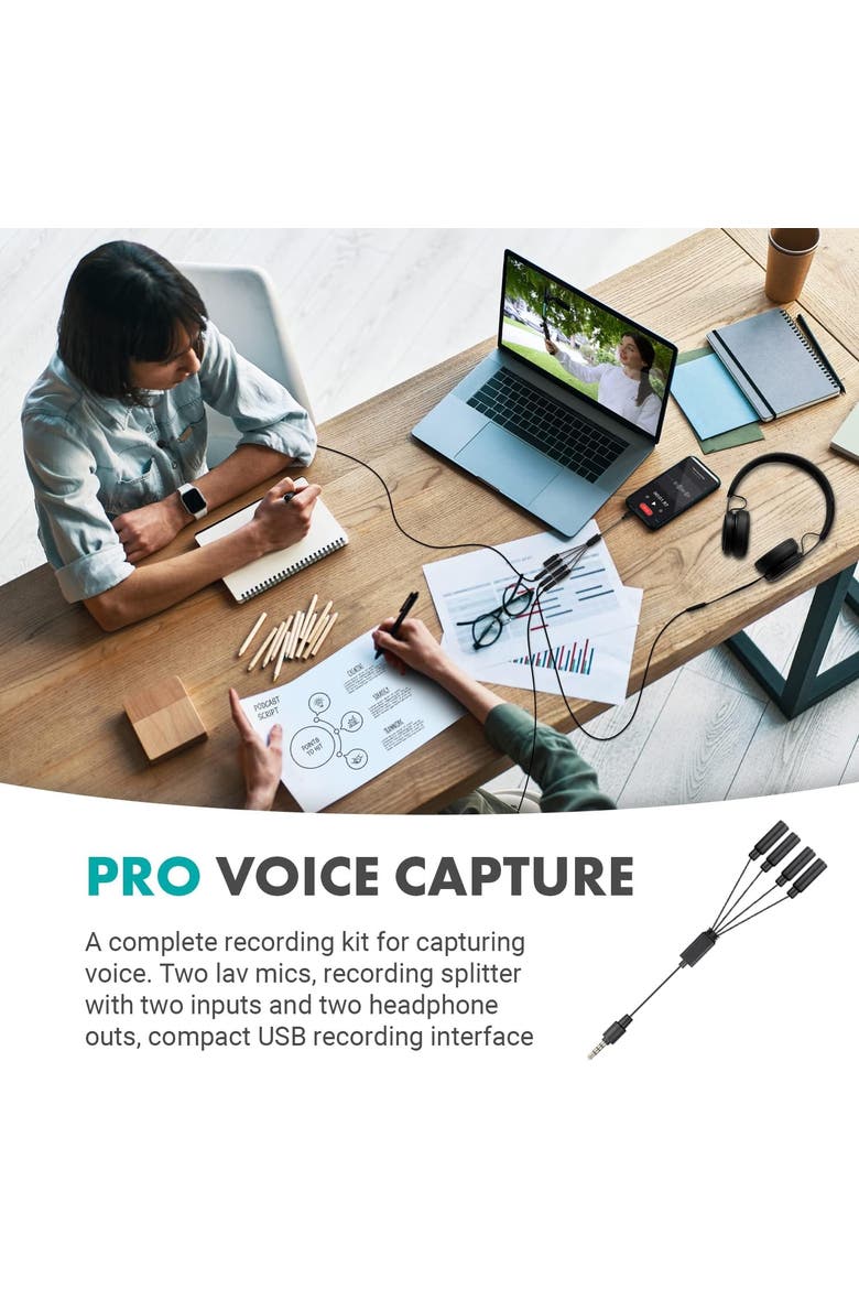 VersaLav-V2 Lavalier Microphone Set for Smartphones, Computer, DSLR or Mirrorless Camera, Alternate, color, Black