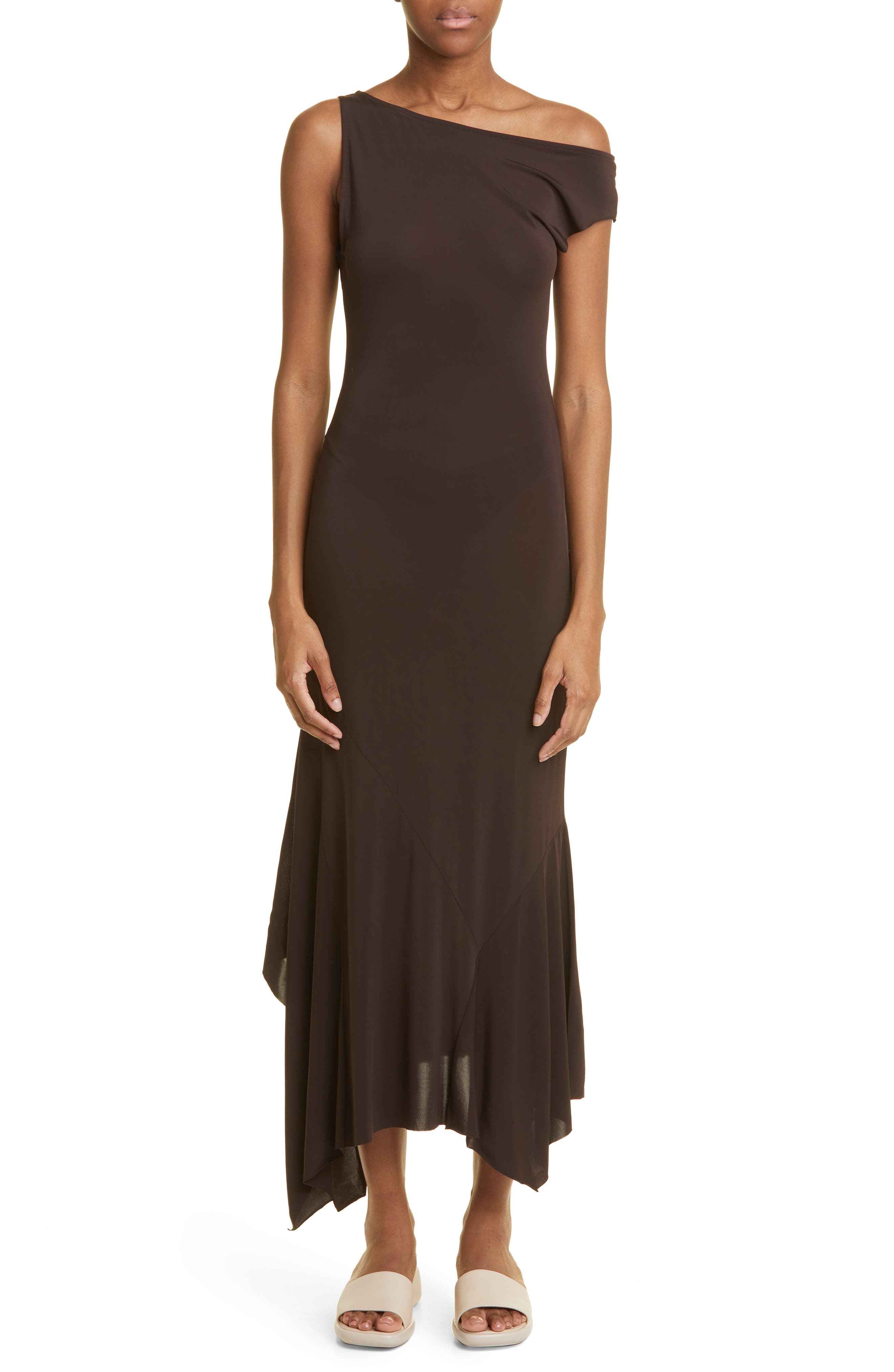 paloma wool yausi dress Viscose Asymmetrical in Brown SVRN Paloma Wool Brown Yausi Midi