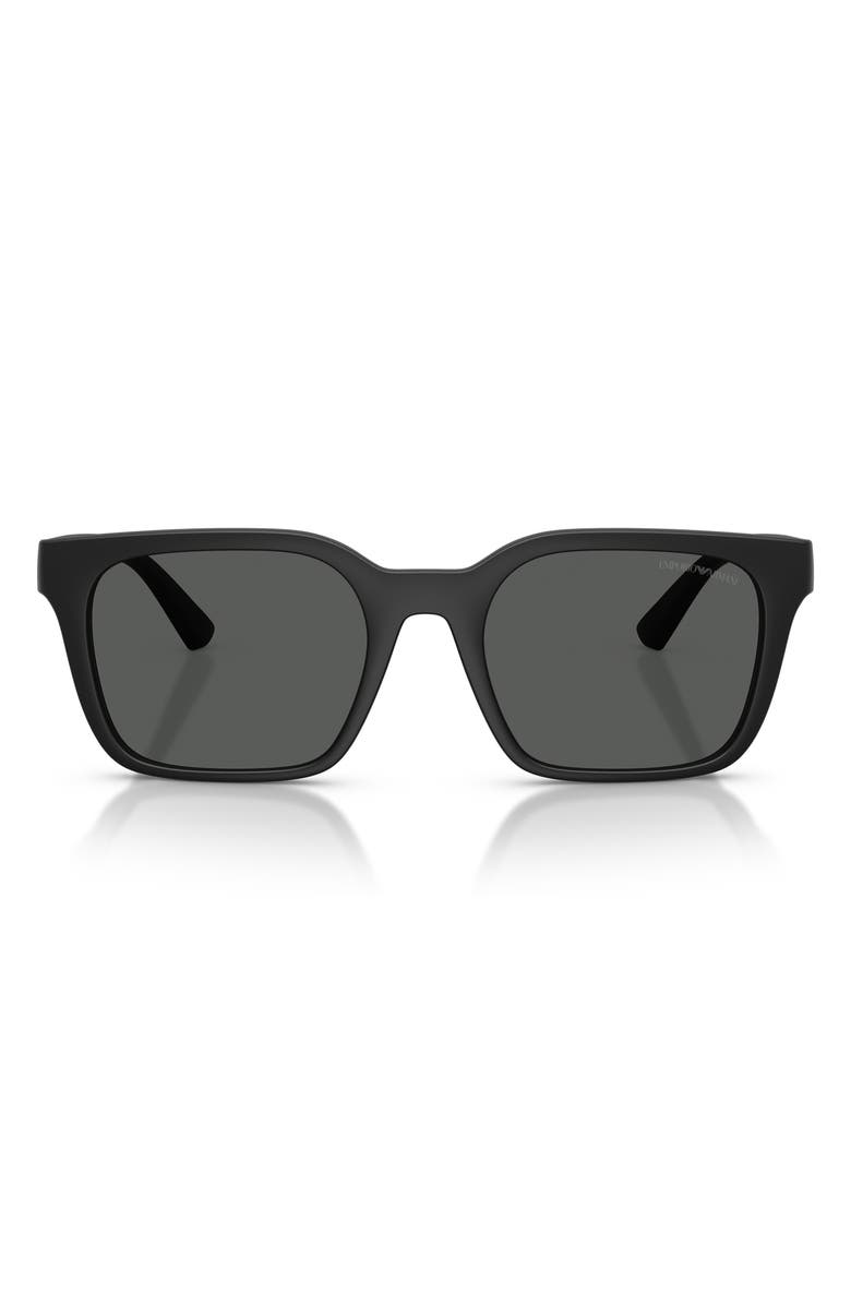 Emporio Armani 56mm Square Sunglasses, Main, color, Matte Black / Dark Grey