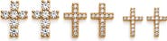 LA MENO Crystal Cross Set of 3 Pairs Stud Earrings