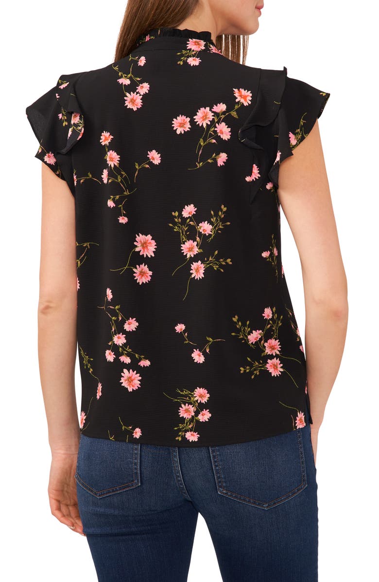 CeCe Floral Print Ruffle Pintuck Blouse, Alternate, color, 
