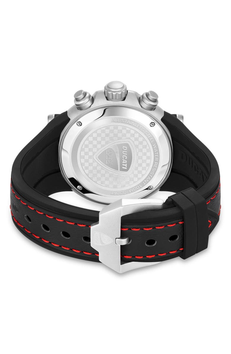 Ducati Corse Partenza Chronograph Leather Strap Watch, 49mm, Alternate, color, 