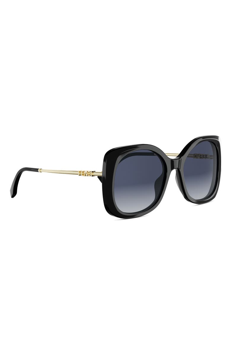 Fendi graphy 55mm Gradient Square Sunglasses, Alternate, color, Shiny Black / Gradient Blue