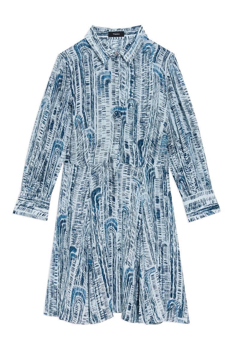Vol Silk Mini Shirtdress, Alternate, color, TEAL MULTI
