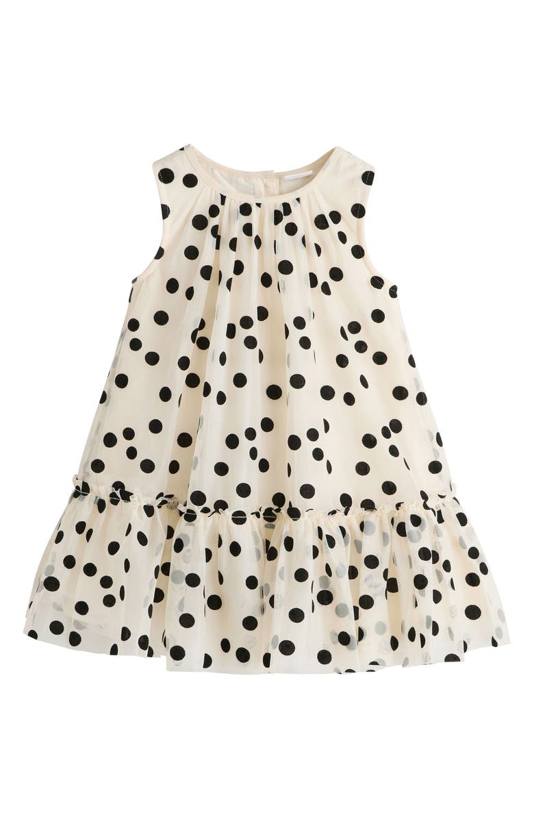 NEXT Kids' Polka Dot Mesh Dress, Main, color, White Multi