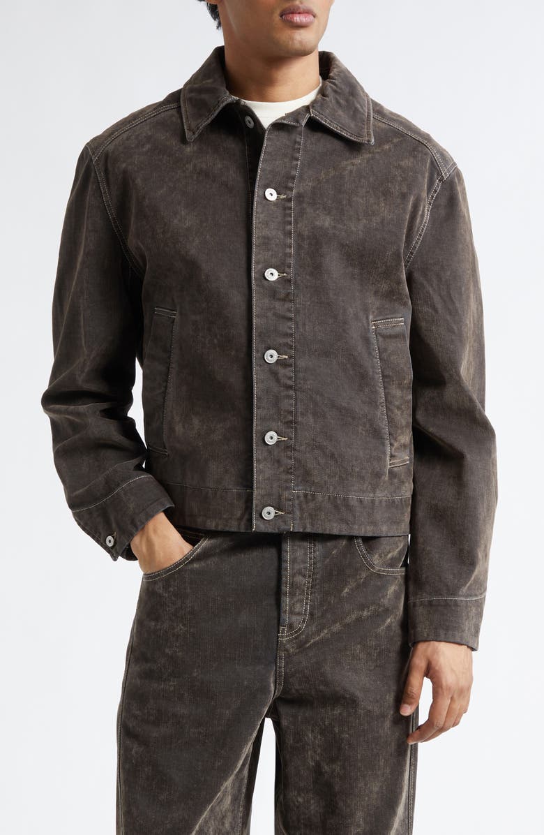 Jacquemus La Vest Mirada de Nîmes Denim Jacket, Main, color, Khaki