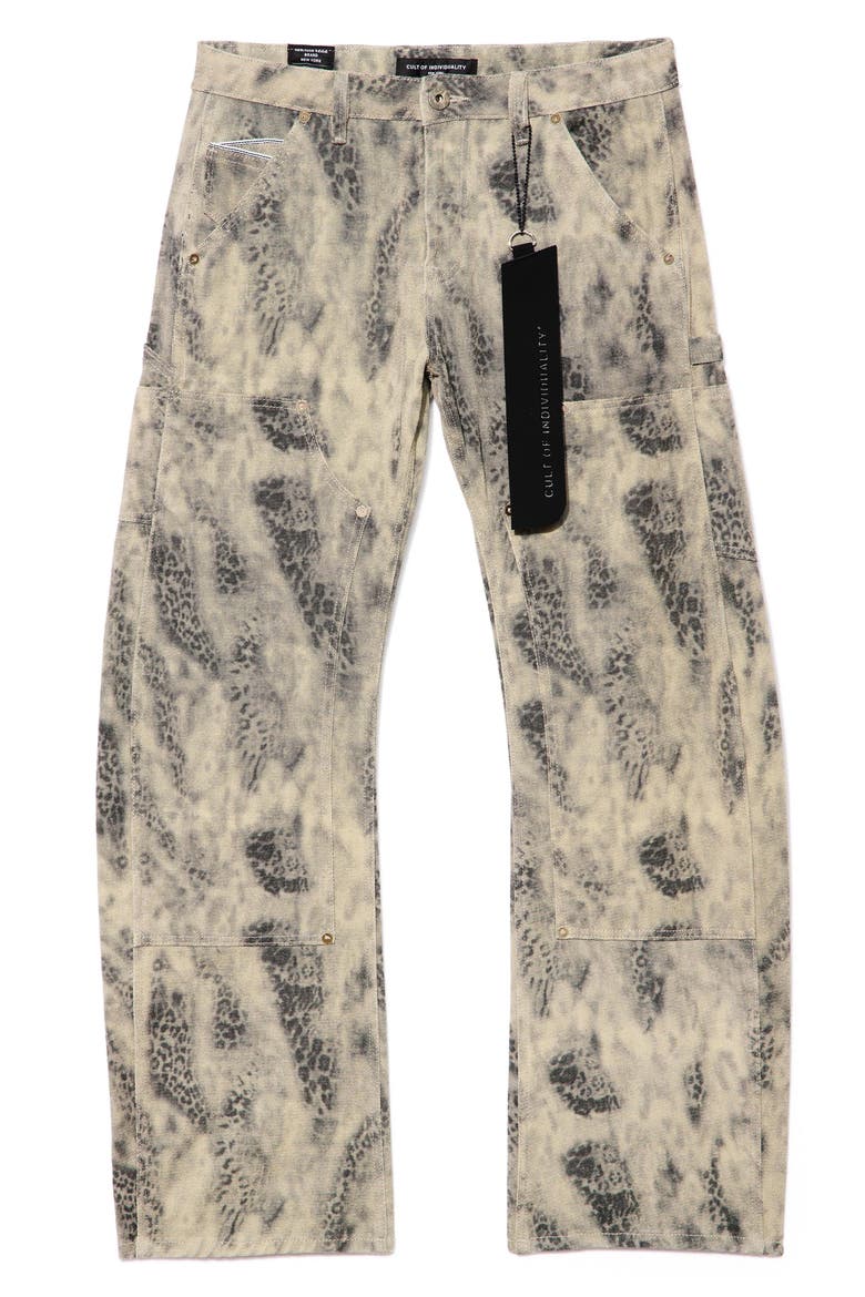 Grunge Leopard Baggy Fit Cargo Jeans, Alternate, color, MOJAVE