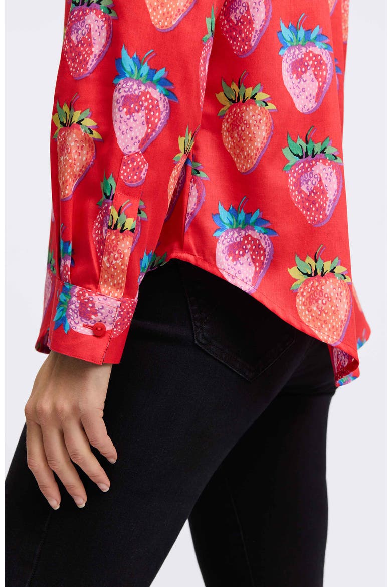 Charlie Strawberry Print Cotton Button-Up Shirt, Alternate, color, RED/ MULTI