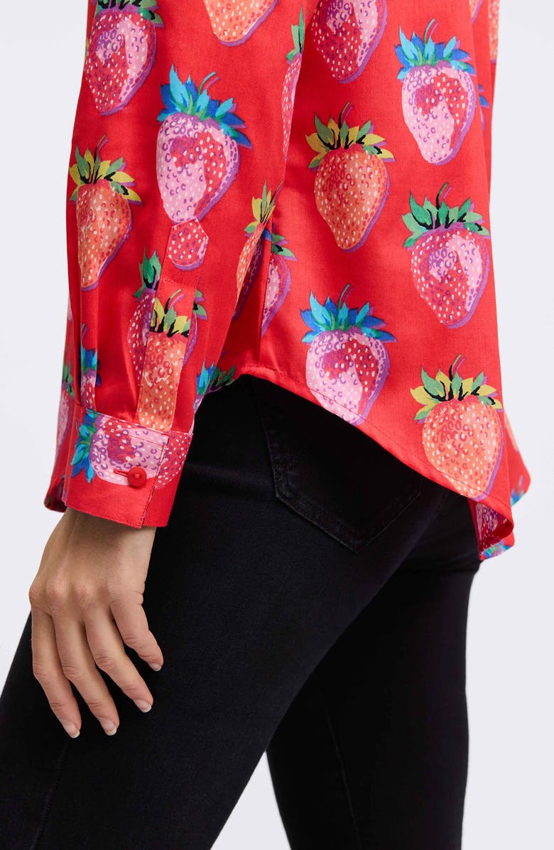 Foxcroft Charlie Strawberry Print Cotton Button-Up Shirt, Alternate, color, Multi