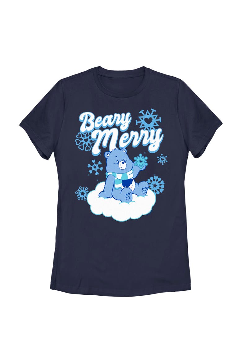 Women's Christmas Grumpy Bear Beary Merry Short Sleeve Graphic T-Shirt, Main, color, Navy Blue