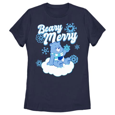 Women's Care Bears Christmas Grumpy Bear Beary Merry  Graphic T-Shirt