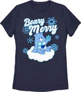 Care Bears Women's Christmas Grumpy Bear Beary Merry Short Sleeve Graphic T-Shirt