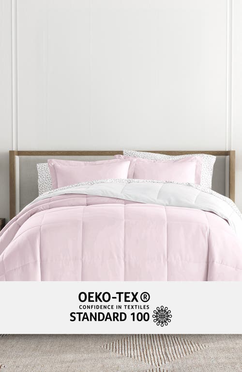 Homespun 7-piece Assorted Reversible Comforter Set In Blush/white