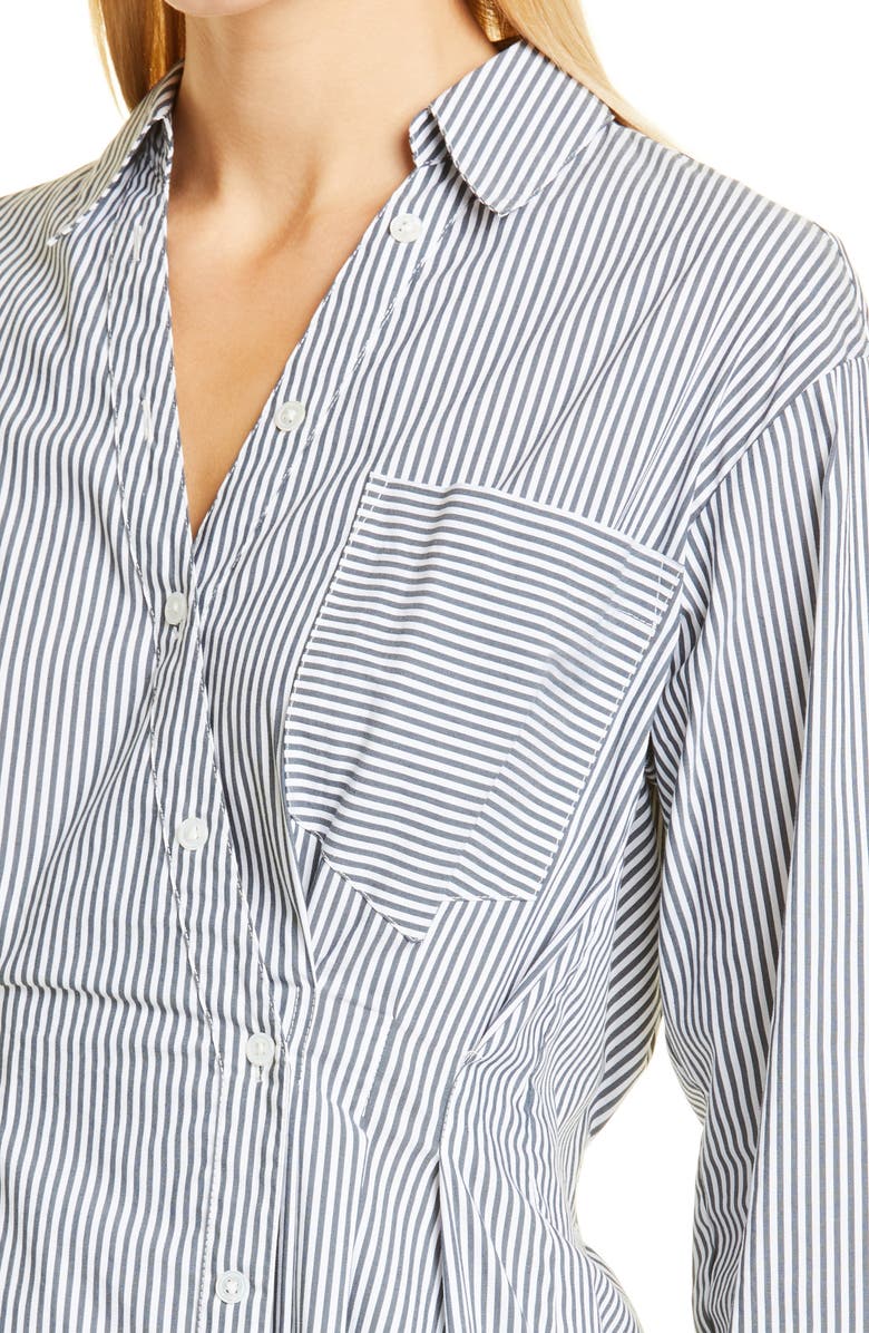Veronica Beard Rosamund Stripe Asymmetric Cotton Blend Blouse, Alternate, color,