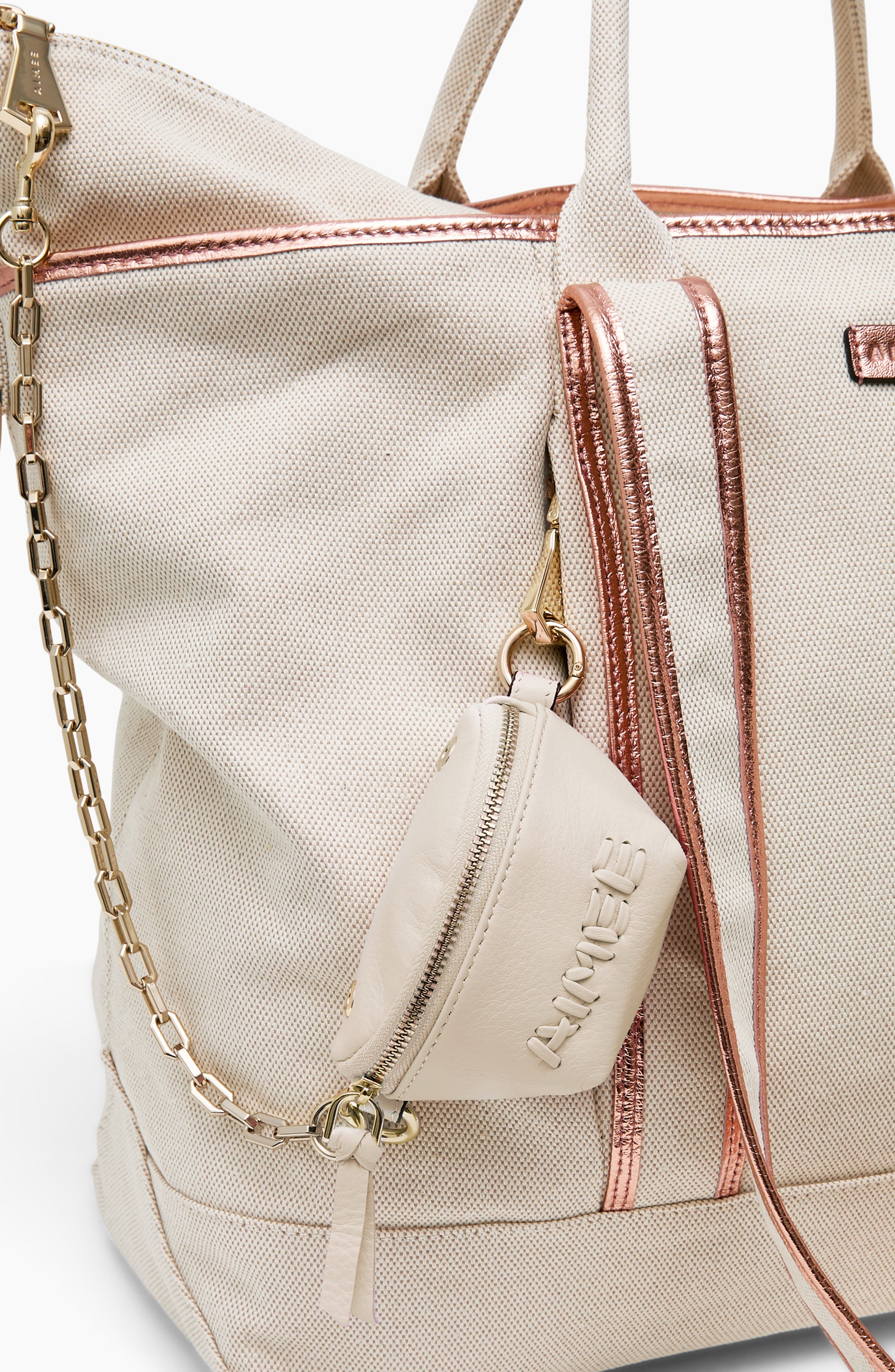 Zip Sling Leather Bag Charm, Alternate, color, LIMESTONE