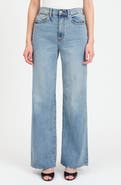 DAZE Far Out Raw Hem High Waist Wide Leg Jeans